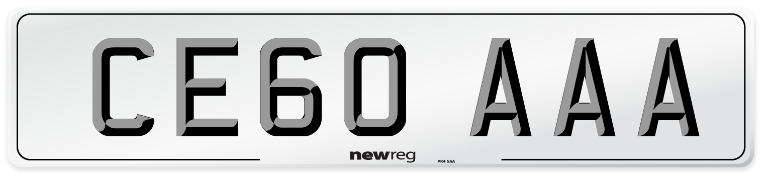 CE60 AAA Number Plate from New Reg
